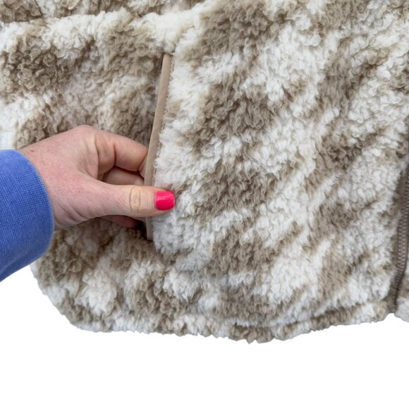Zelos Super Soft Fleece Jacket Womens Cream Tan Houndstooth Full Zip Size XL NWD - Picture 13 of 13